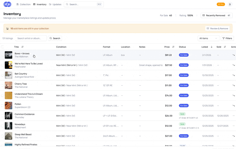 Bulk Edit Inventory Listings